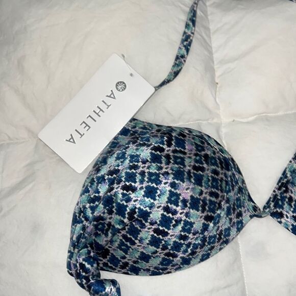 Athlete AQUALUXE Print Halter Bikini Top in Blue Tile - Picture 7 of 7